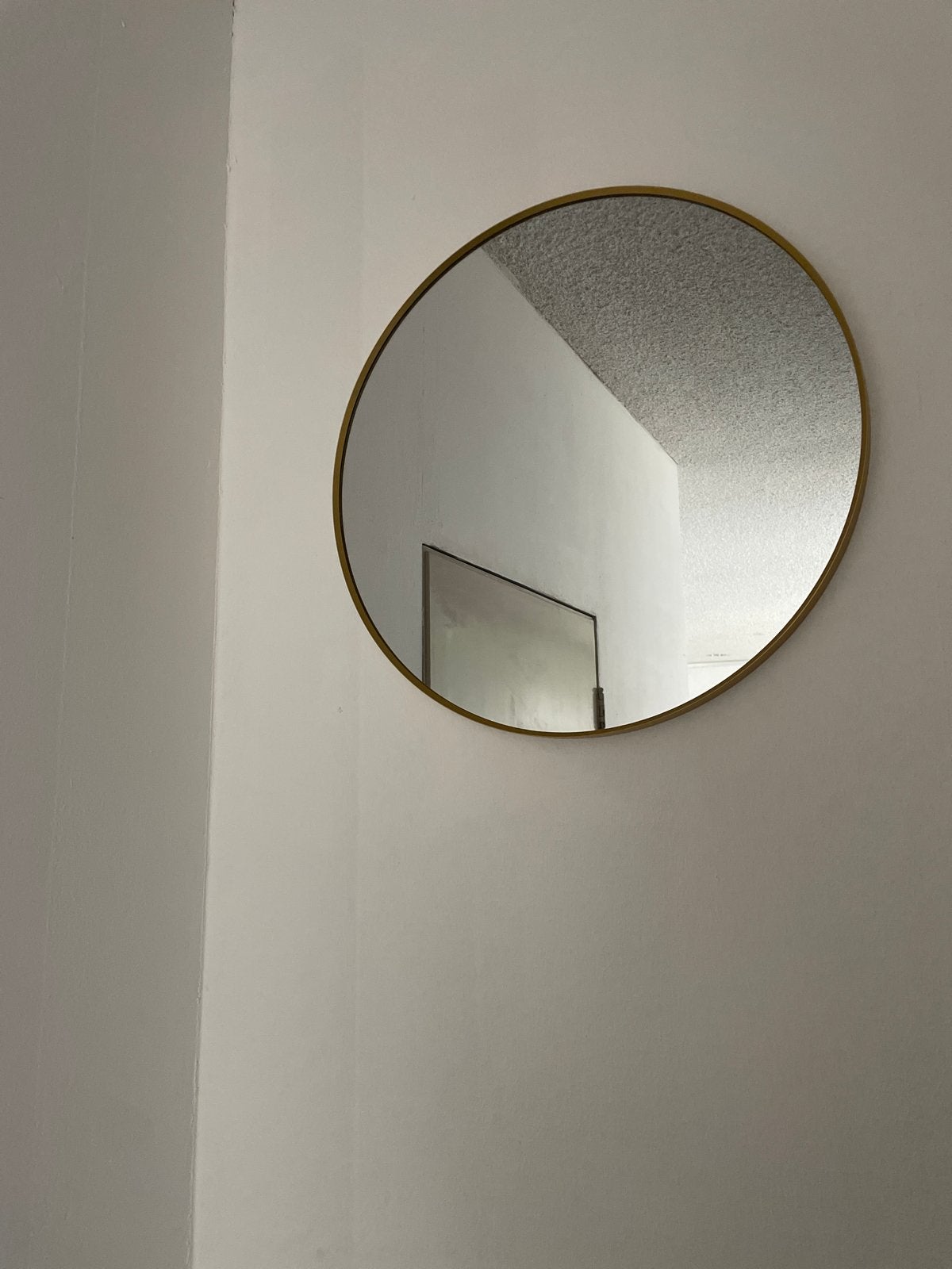 IKEA LINDBYN spiegel, rond, goudkleurig, 50 cm, Ophalen, Minder dan 50 cm, Rond, Zo goed als nieuw