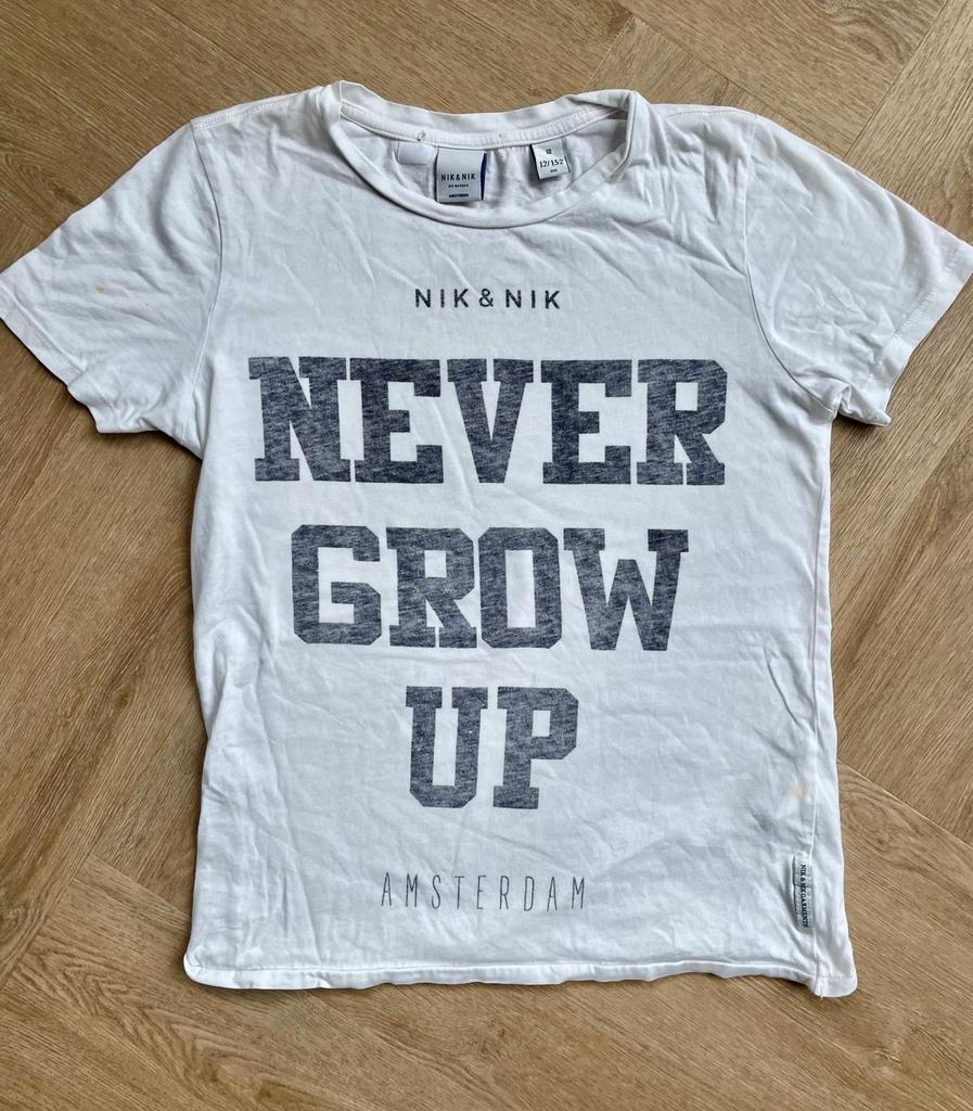 NIK&NIK T-shirt "Never Grow Up" maat 152, Verzenden, Zo goed als nieuw, Jongen of Meisje, Shirt of Longsleeve