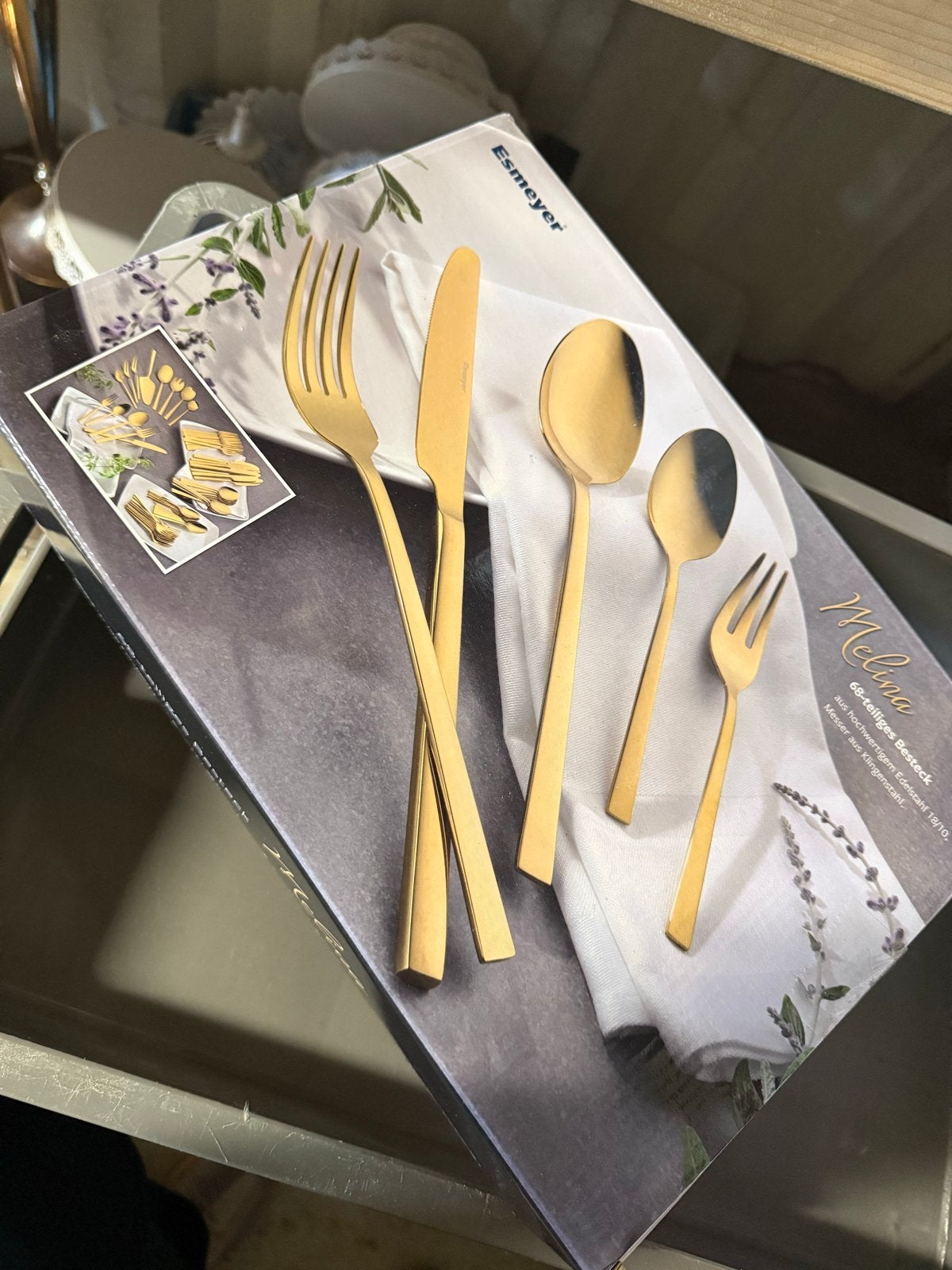 Nieuwe partij gouden besteksets (Melina, 68-delig), Ophalen, Bestekset, Nieuw, Rvs of Chroom