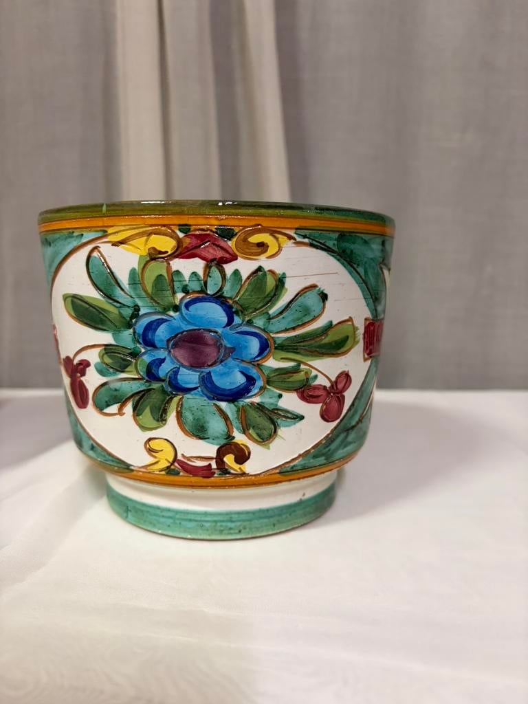 Fleurige Vintage bloempot ,Italiaans keramiek, Antiek en Kunst, Ophalen of Verzenden