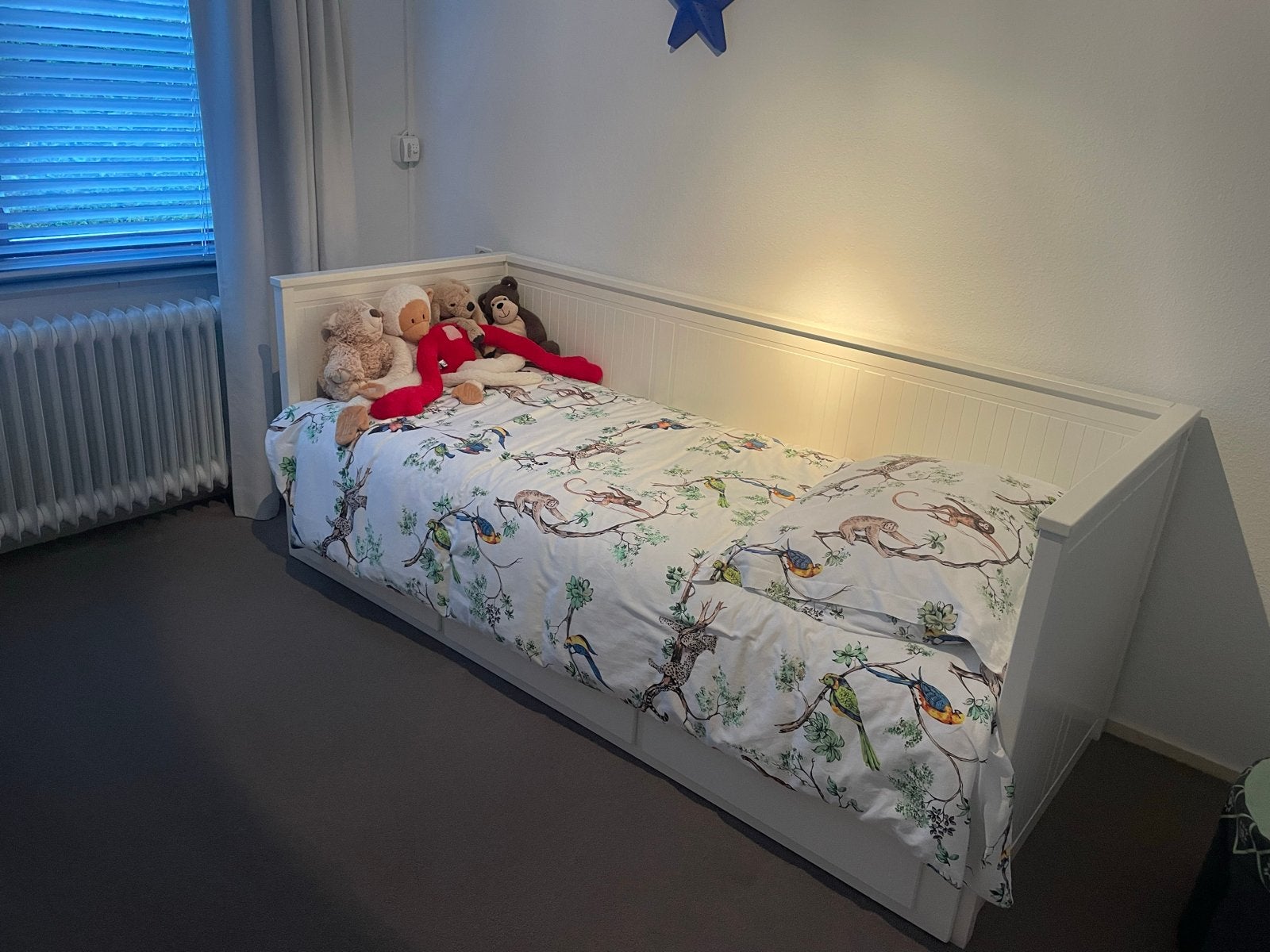 IKEA HEMNES bedbank 200x80 cm met 3 lades en 2 matrassen, Ophalen, Eenpersoons, Wit, Zo goed als nieuw