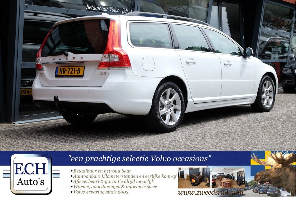 Volvo V70 2.0 D3 5-cilinder, Leer, Trekhaak (bj 2013), Voorwielaandrijving, Euro 5, 136 pk, Gebruikt