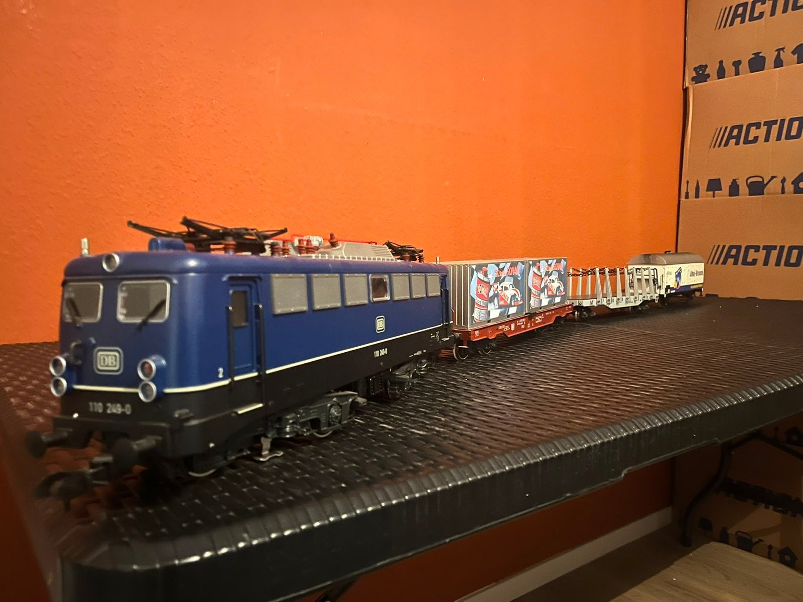 Märklin Treinset met blauwe Locomotief en Wagons, Ophalen, Treinset, Gelijkstroom of Wisselstroom, Zo goed als nieuw