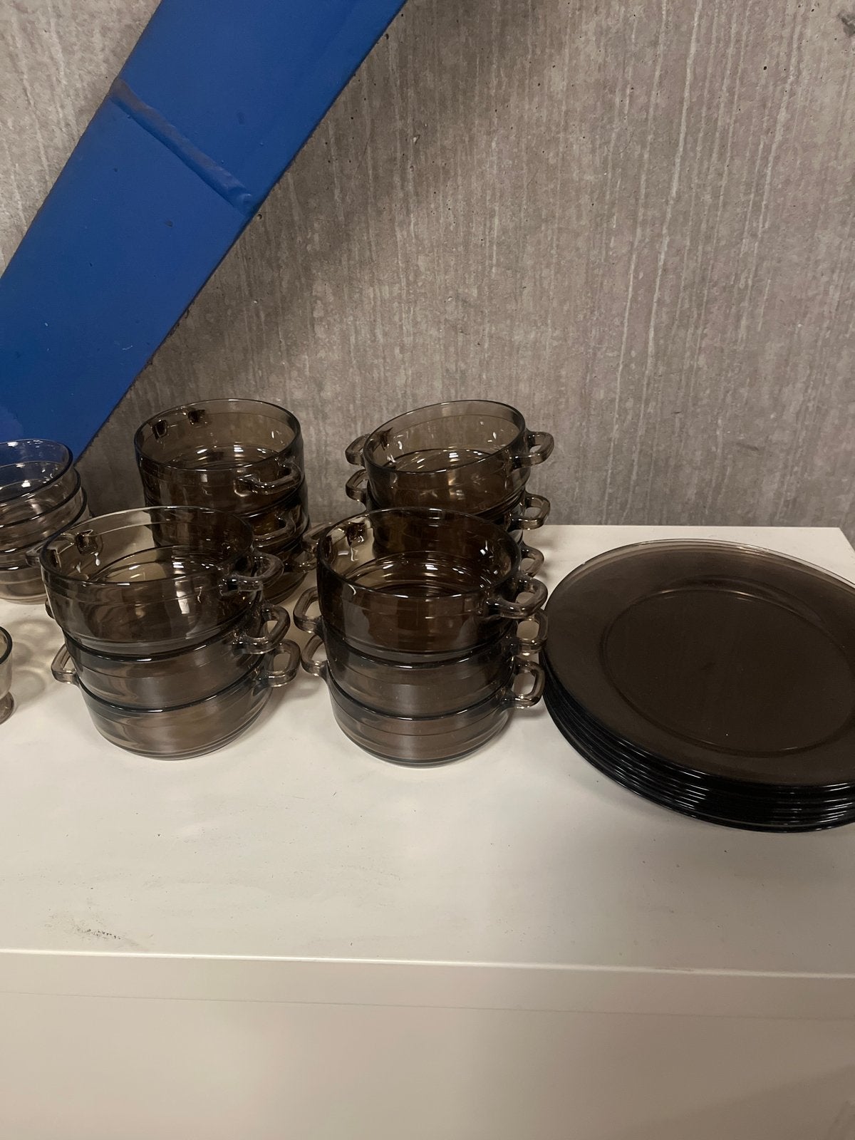 Vintage  Arcoroc rookglas servies set - diverse onderdelen, Huis en Inrichting, Gebruikt, Overige merken, Vintage, Ophalen of Verzenden