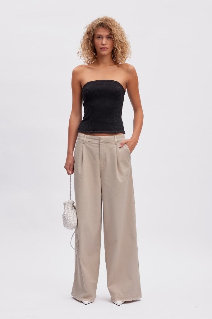 NIEUW! Gestuz Chinella wijde broek met plooien beige 36, Verzenden, Beige, Nieuw, Gestuz