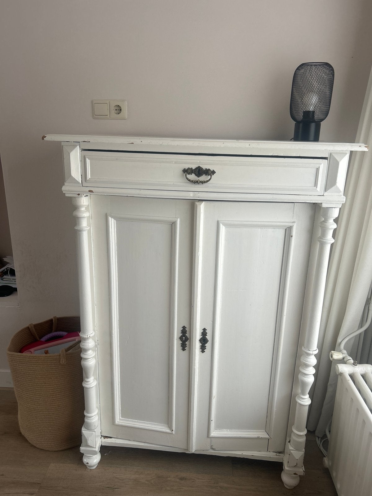 Antieke / vintage / barok witte kast met lade, Antiek en Kunst, Ophalen