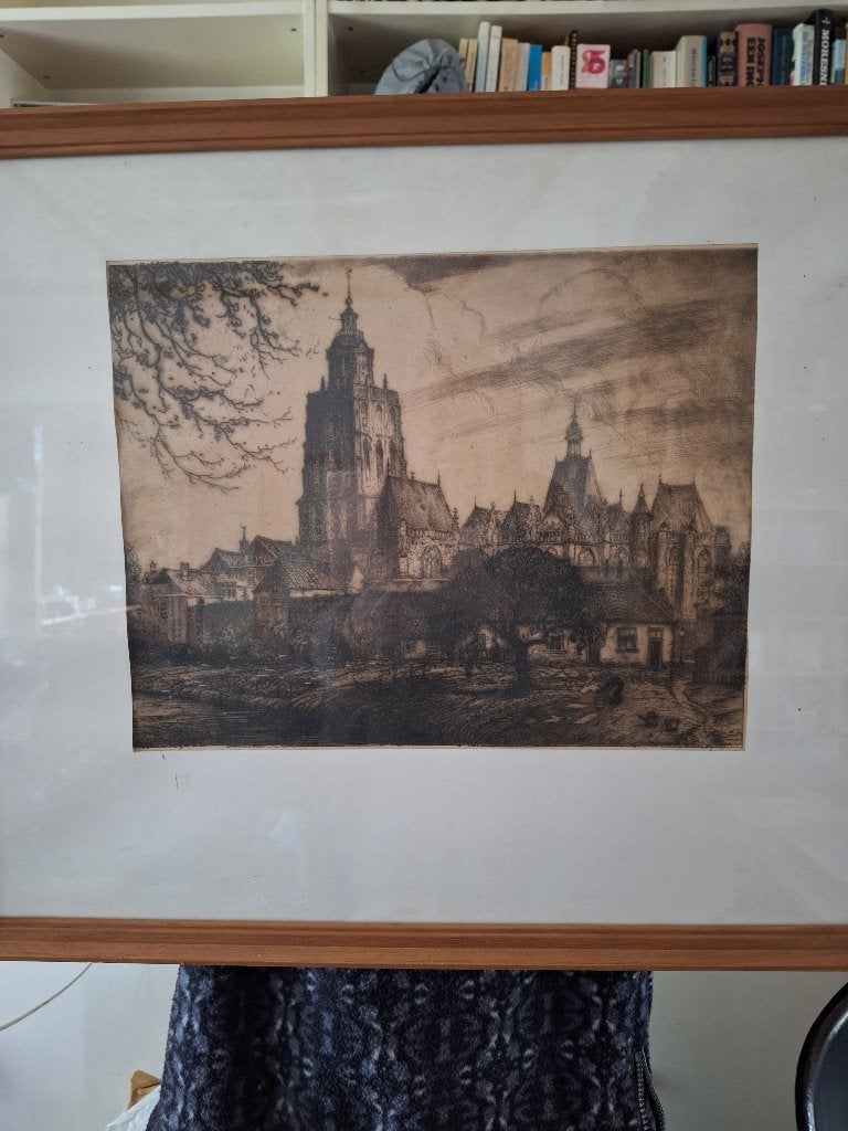 Pentekening Zutphen, Antiek en Kunst, Kunst | Tekeningen en Foto's, Ophalen