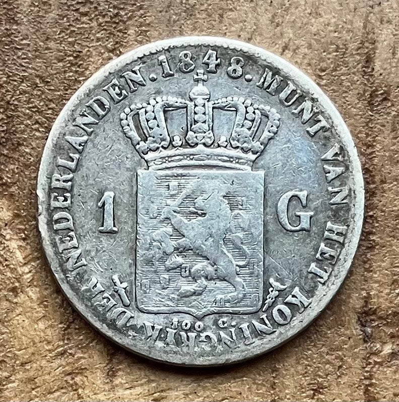 1 gulden 1848 Willem II, Postzegels en Munten, Ophalen, 1 gulden, Zilver, Losse munt
