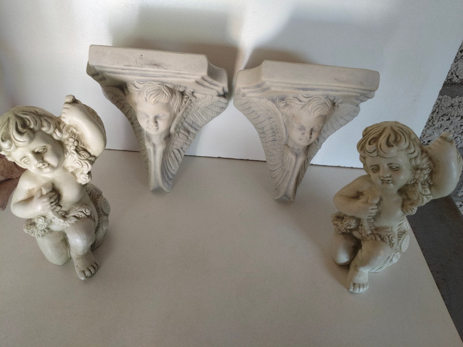 Set van 2 vintage engelen wandconsoles, Ophalen of Verzenden