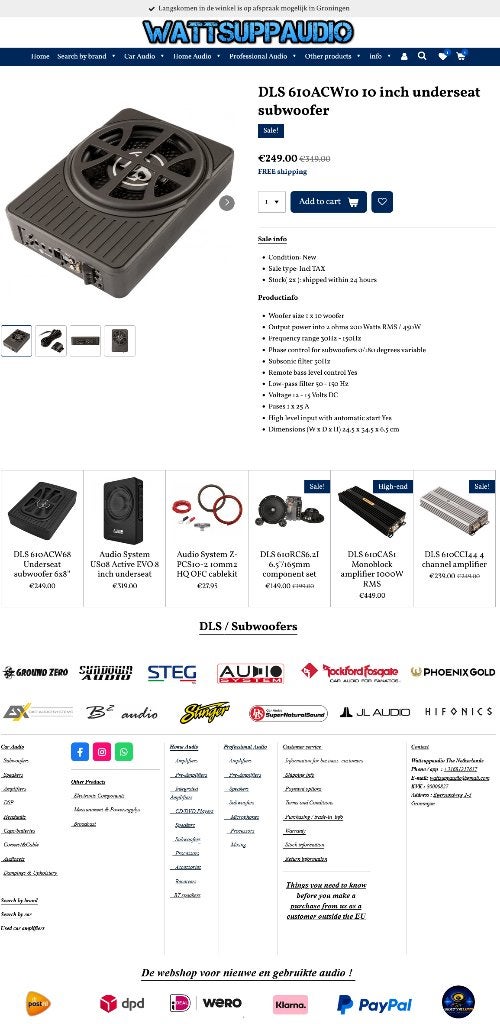 DLS 610ACW10 10 inch underseat subwoofer 450W ( 200W RMS ! ), Auto diversen, Autospeakers, Info@optimount.nl, Nieuw, Ophalen of Verzenden