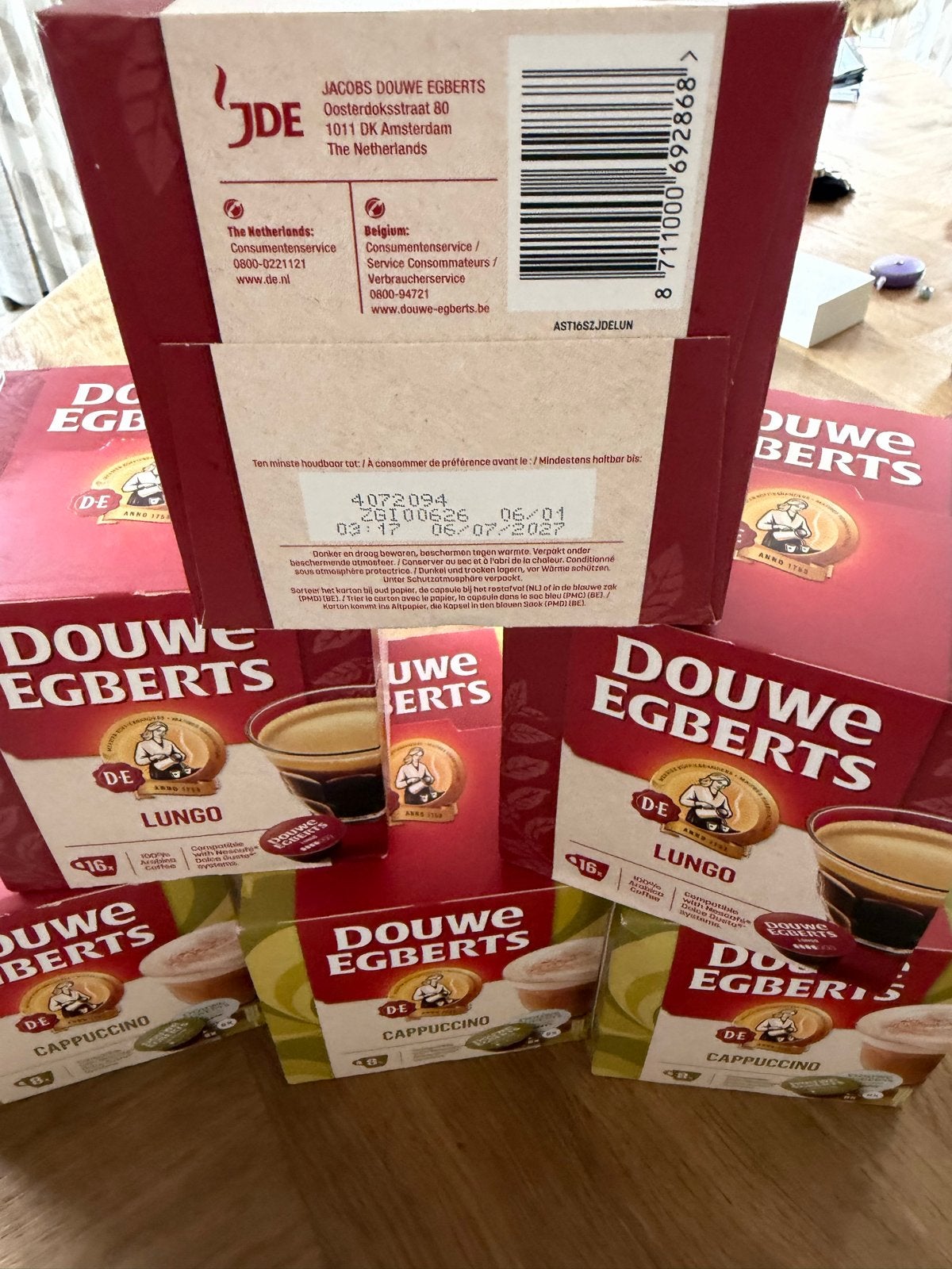 Douwe Egberts Lungo & Cappuccino koffiecups (16 stuks), Koffiepads en cups, Overige modellen, 10 kopjes of meer, Nieuw