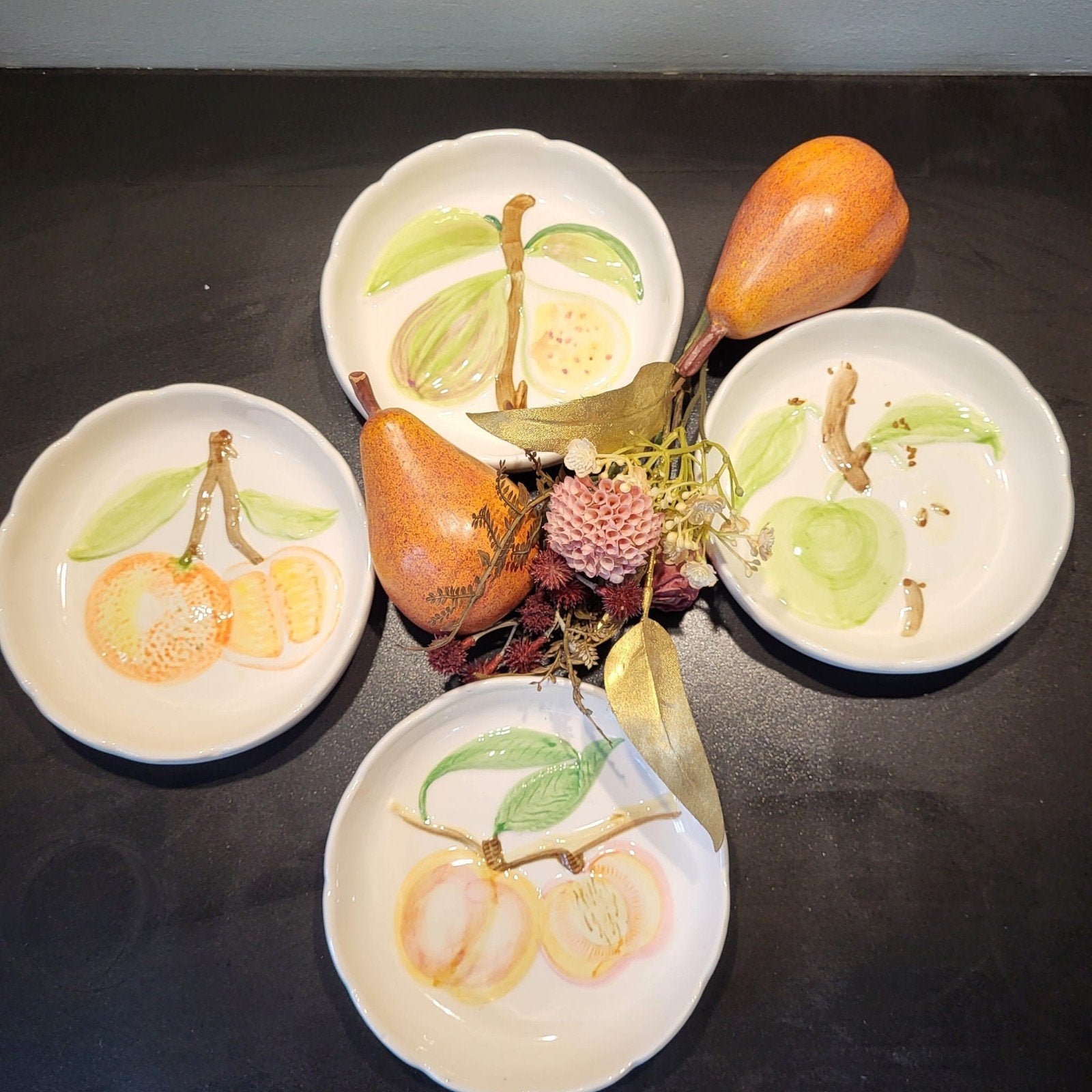 Set van 4 decoratieve schaaltjes met fruitmotief (Ø16cm), Ophalen of Verzenden