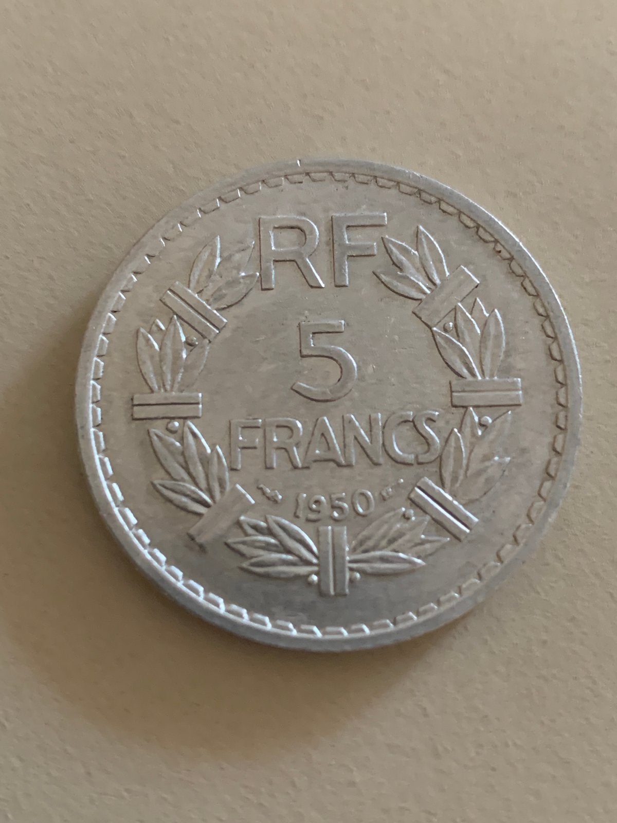 1950 5 FRANCS A. Lavrillier Aluminium, Postzegels en Munten, Verzenden, Frankrijk, Losse munt
