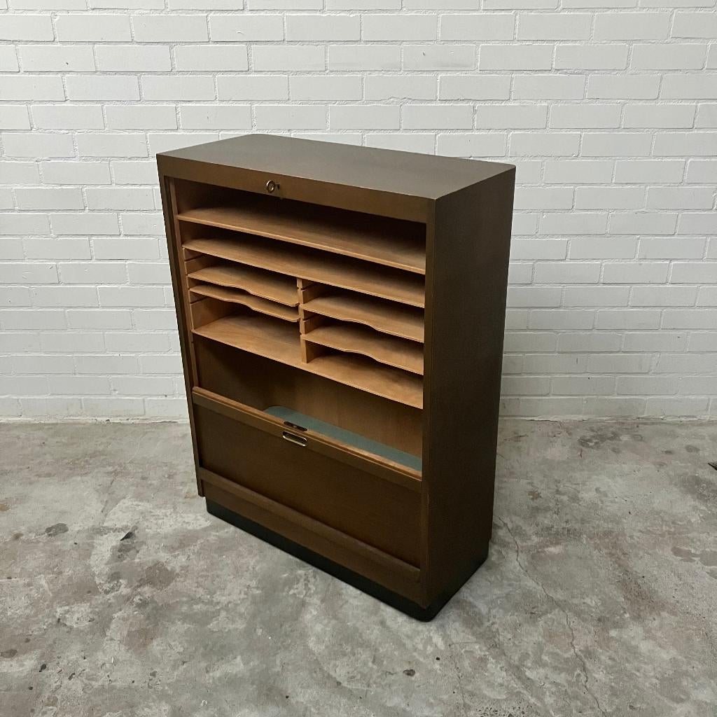 Vintage Ekawerk roldeurkast schoolkast art deco kast, Gebruikt, Minder dan 100 cm, 25 tot 50 cm, 50 tot 100 cm