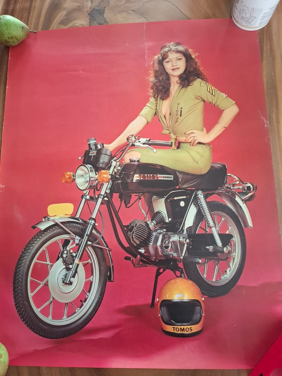 Tomos sprint brommer poster mancave bromfiets oldtimer, Ophalen of Verzenden, A1 t/m A3, Reclame, Rechthoekig Staand