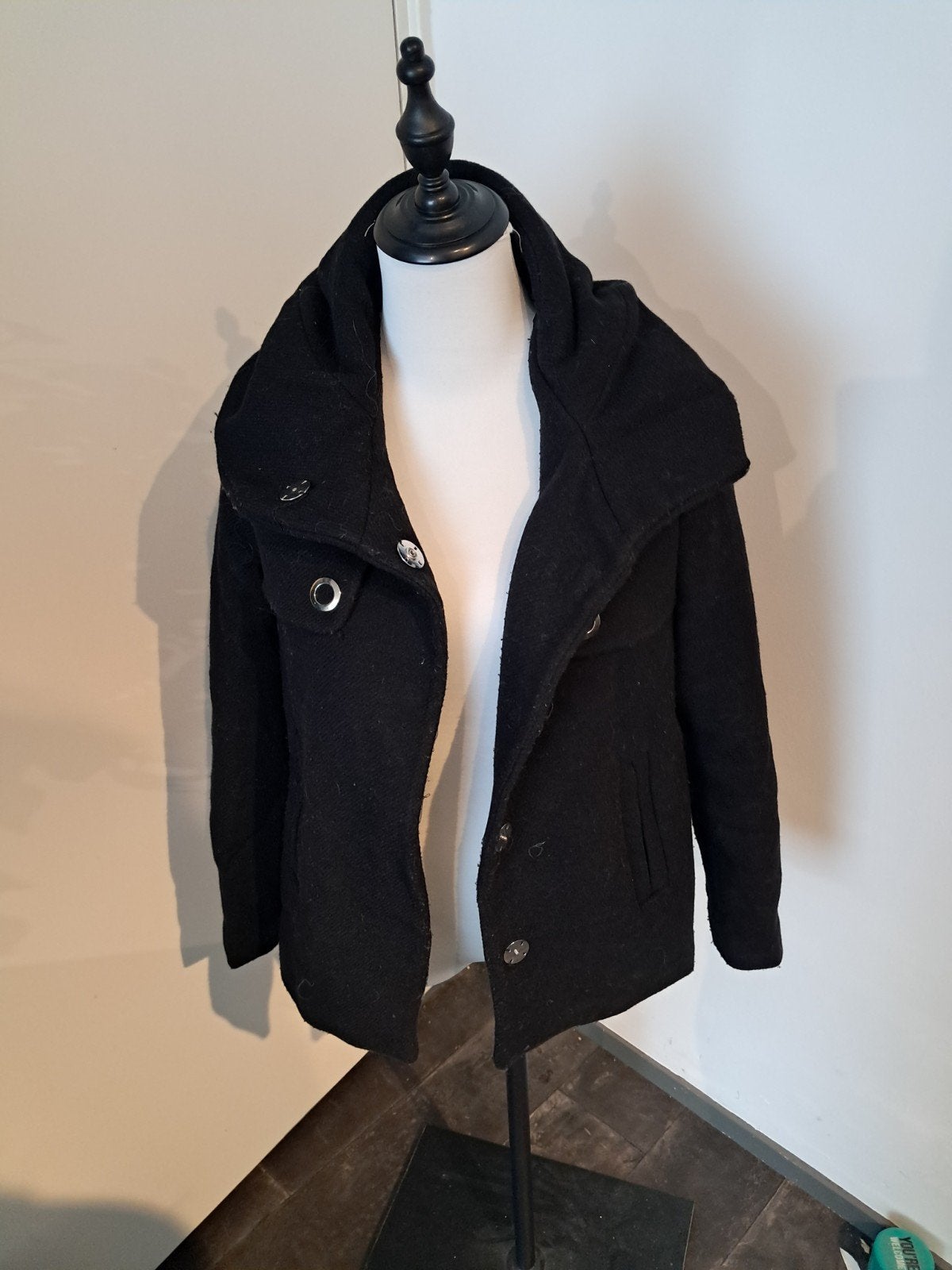 Zwarte Zara Basic jas met capuchon, maat M, Kleding | Dames, Jassen | Winter, Gedragen, Maat 38/40 (M), Zwart, Ophalen of Verzenden