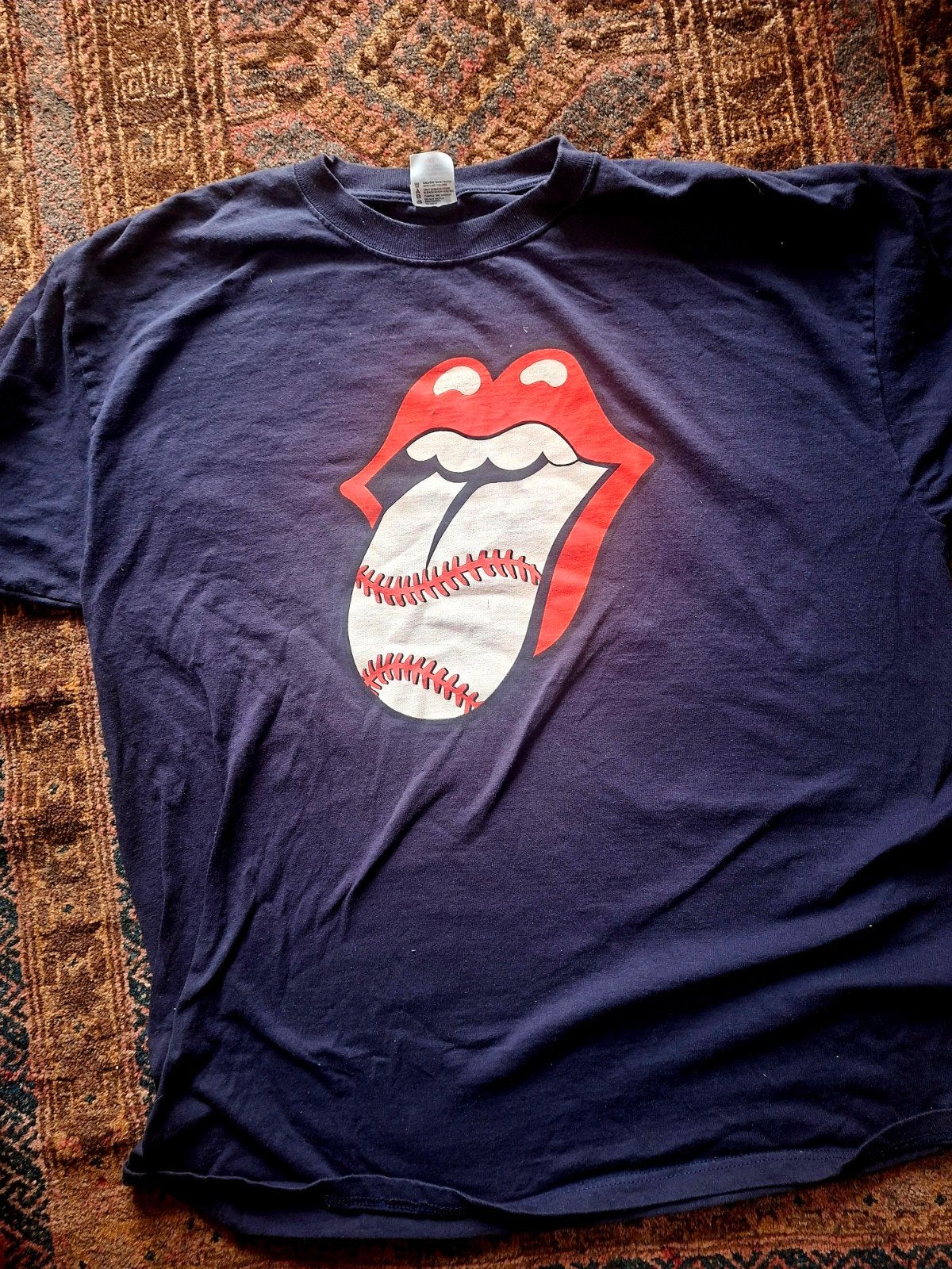 The Rolling Stones Baseball Tong T-shirt XL, Kleding | Heren, Ophalen of Verzenden, Gedragen, Maat 56/58 (XL), Blauw