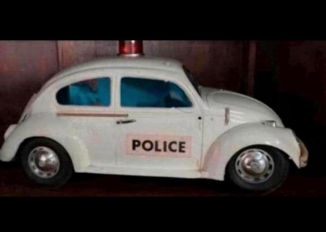Auto oude vintage speelgoed politie auto op batterijen voor, Ophalen of Verzenden