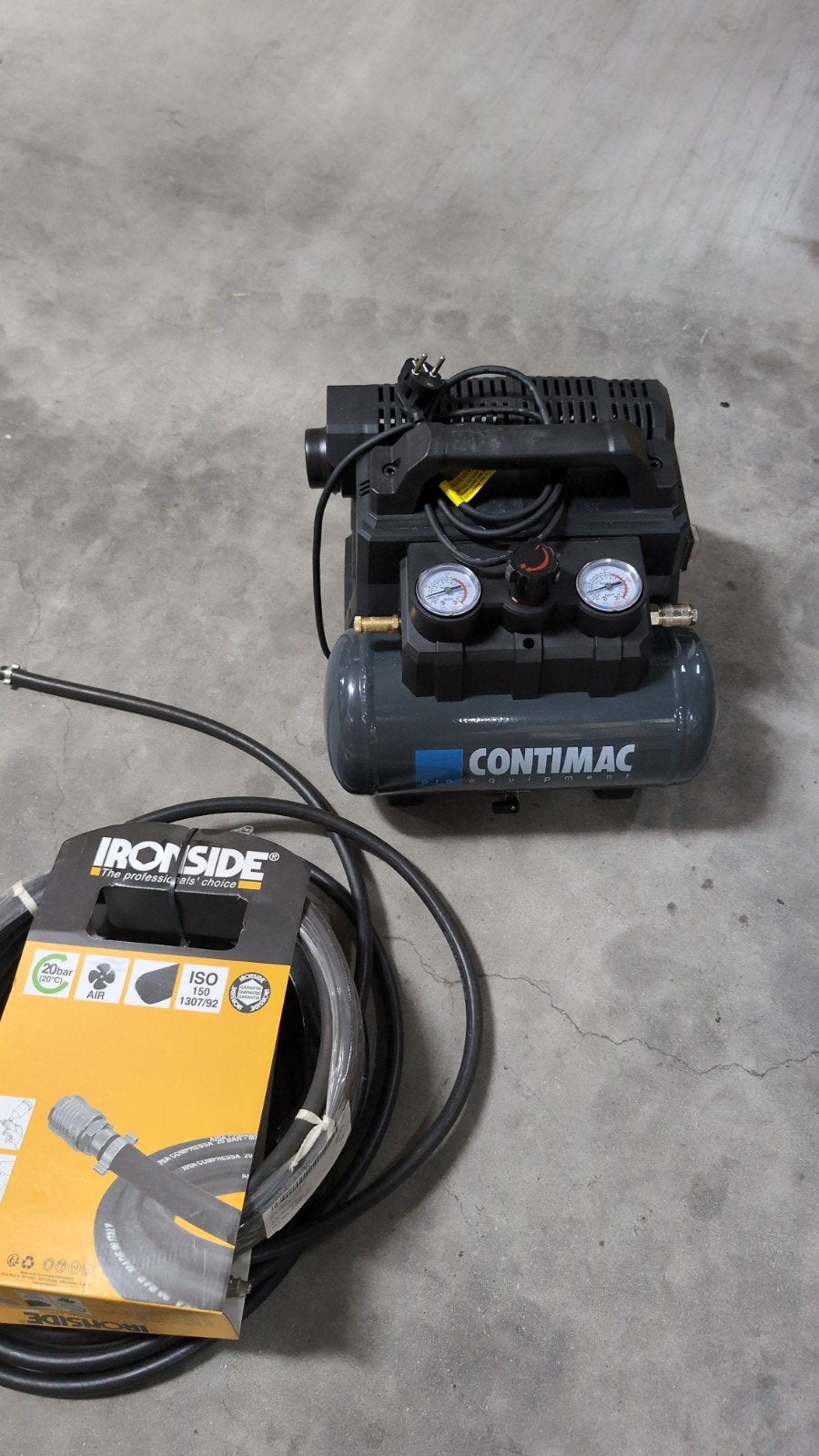 Contimac Silent Compact Compressor met Luchtslang, Ophalen, 6 tot 10 bar, Nieuw, Geluidgedempt