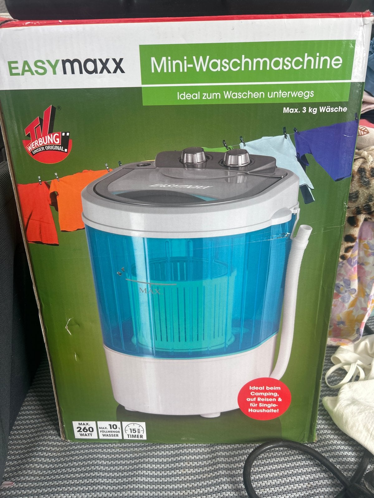EASYmaxx Mini-Wasmachine - Ideaal voor onderweg, Minder dan 1200 toeren, Minder dan 85 cm, Minder dan 4 kg, Bovenlader