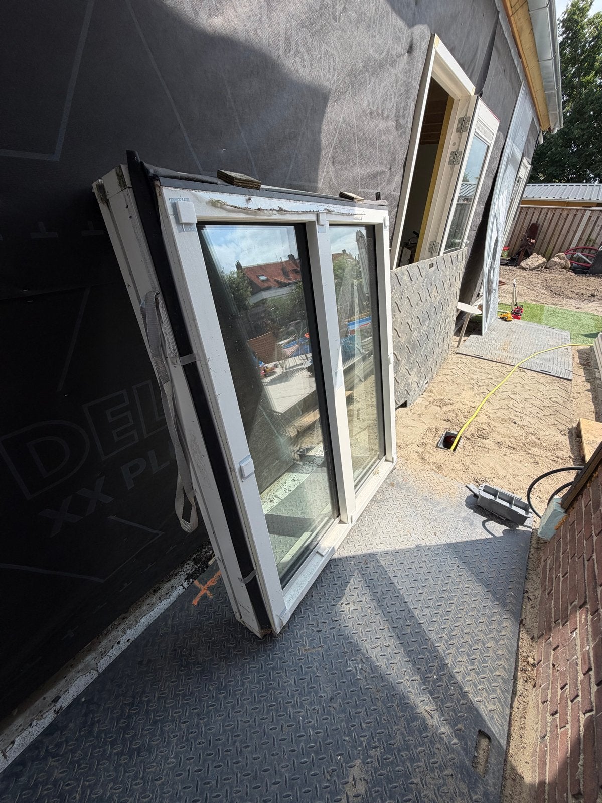 hardhouten kozijn met triple glas, Ophalen, Gevelraam of Ruit, Gebruikt, 80 tot 120 cm
