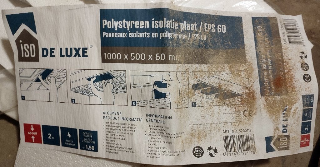 Restant EPS polystyreen isolatieplaten 60 mm, Ophalen, Nieuw, Piepschuim (Tempex), Minder dan 4 cm
