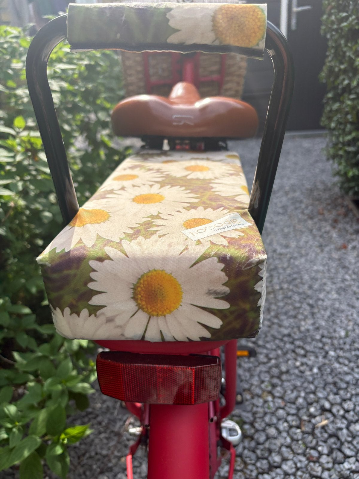 Fietszitje met madeliefjesprint, Ophalen of Verzenden, Gebruikt, 15 t/m 25 kg, Achterzitje
