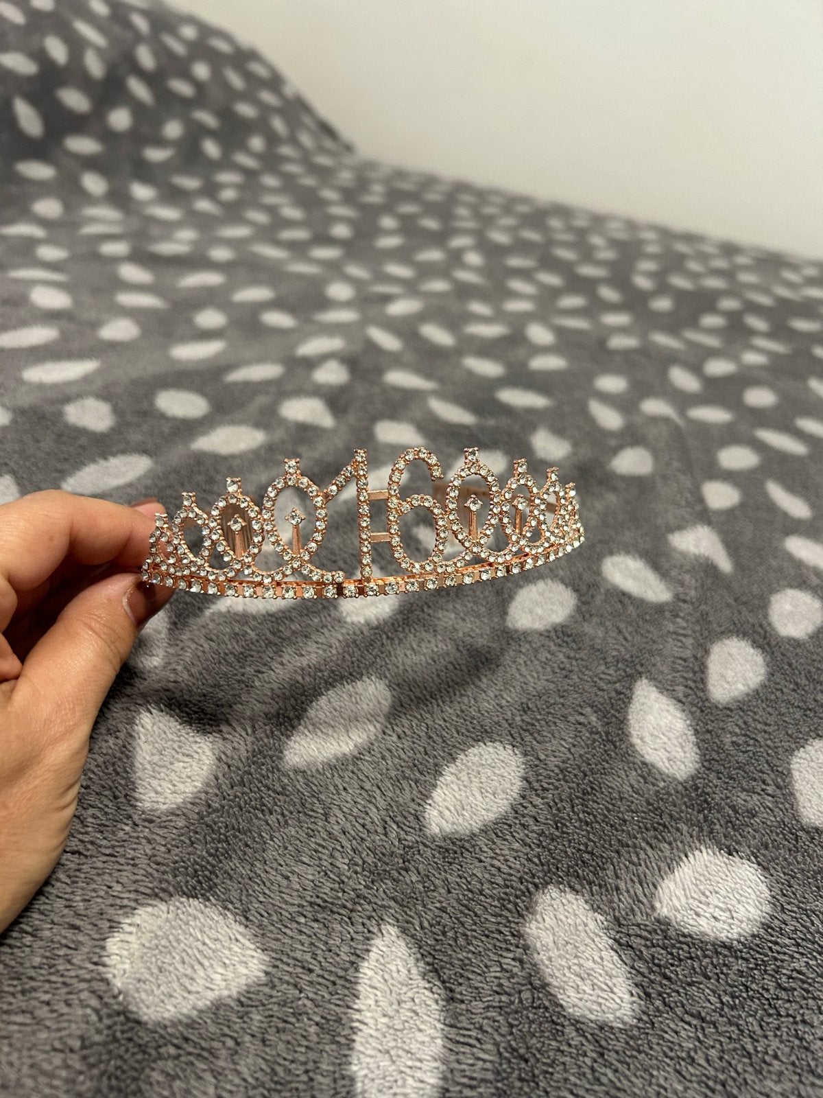 Diadeem sweet 16 met strass - Roségoud, Ophalen of Verzenden, Nieuw, Versiering, Verjaardag