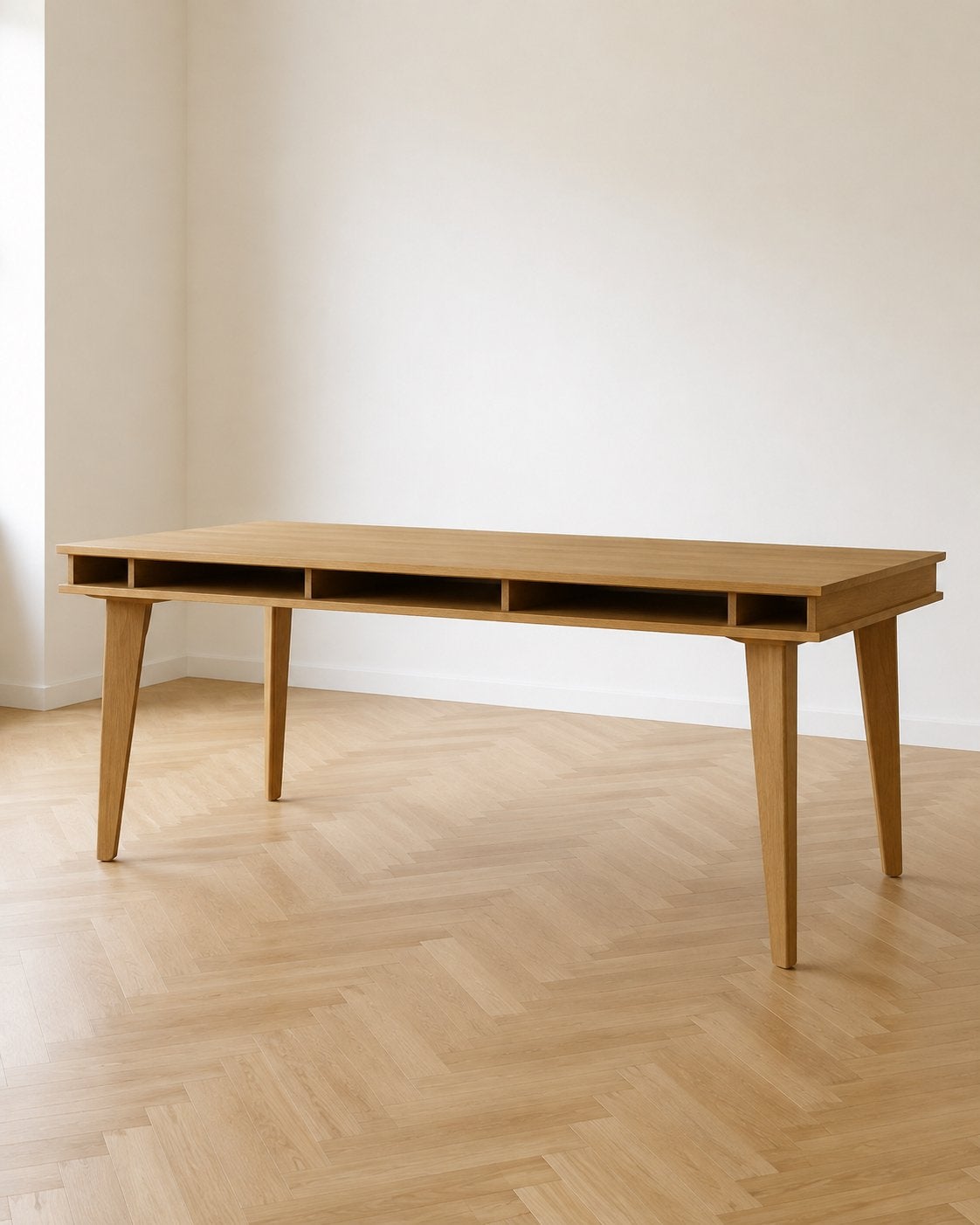 Fairwood eettafel met opbergruimte (eikenhout), Gebruikt, 100 tot 150 cm, Eikenhout, Vier personen