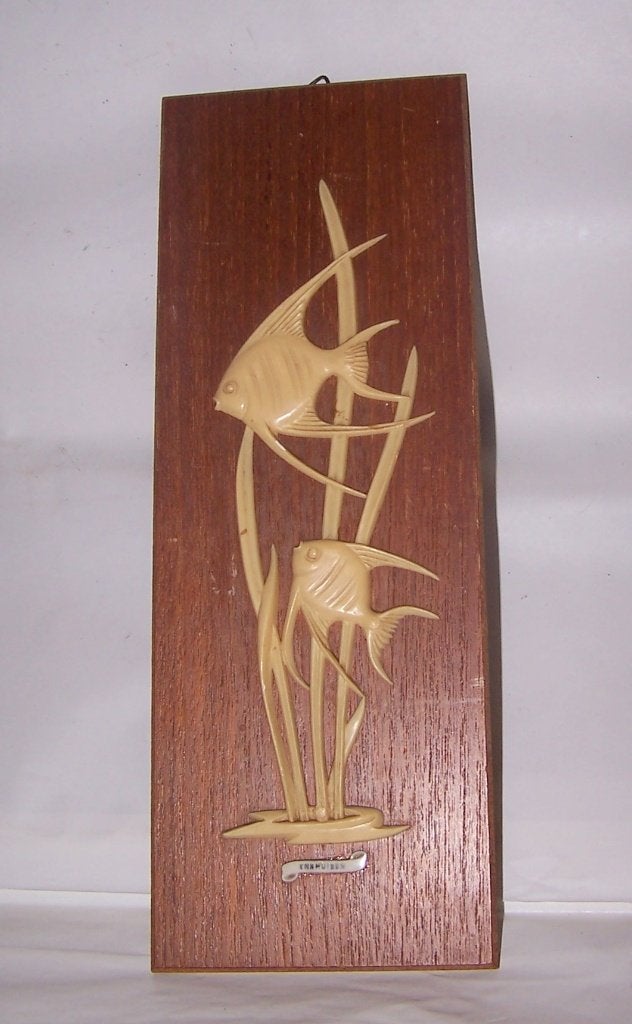 Vintage wandplaquette vissen in het riet. Enkhuizen. Nwst., Ophalen of Verzenden