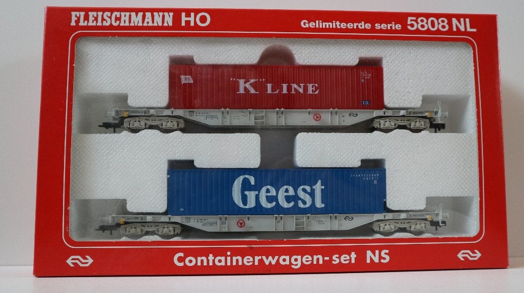 NS containerwagen set  K Line / Geest  Fleischmann 8508, Hobby en Vrije tijd, Modeltreinen | H0, Gelijkstroom, Fleischmann, Wagon