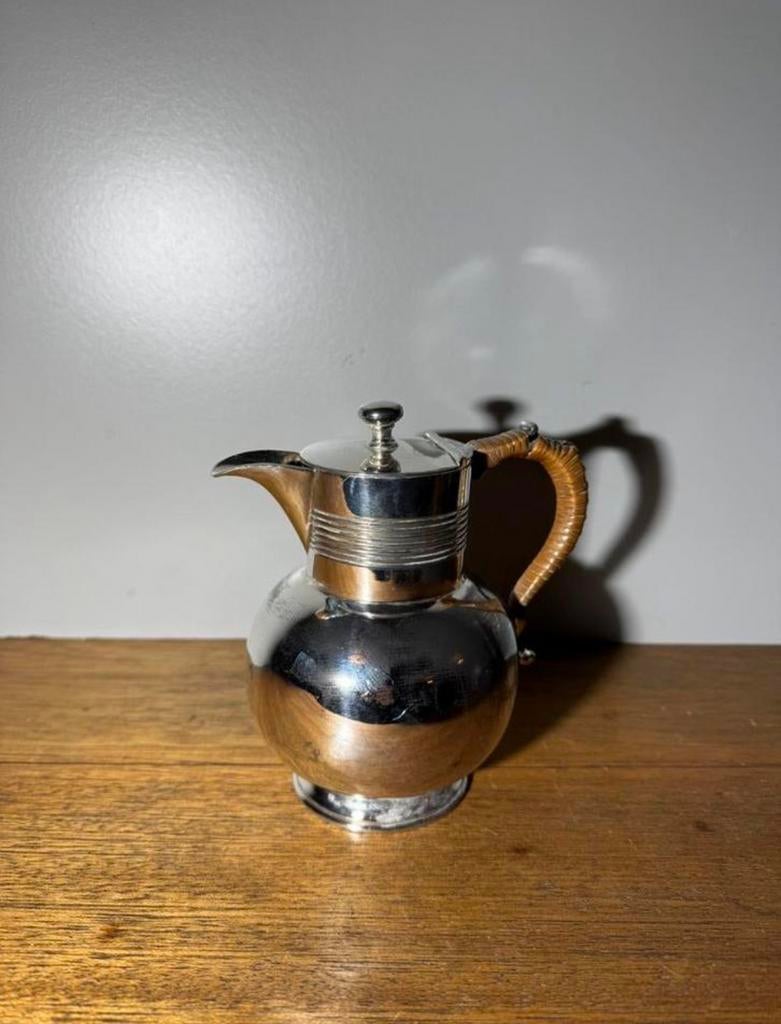 Vintage antieke verzilverde rieten chocoladekan.499, Ophalen of Verzenden