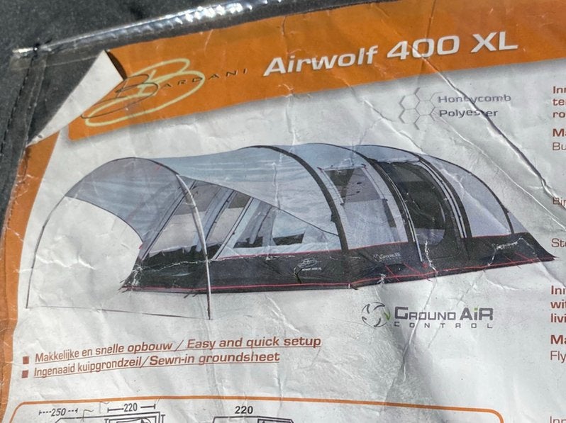 Bardani Airwolf 400 XL opblaasbare tunneltent, Ophalen, Zo goed als nieuw, Tot en met 5