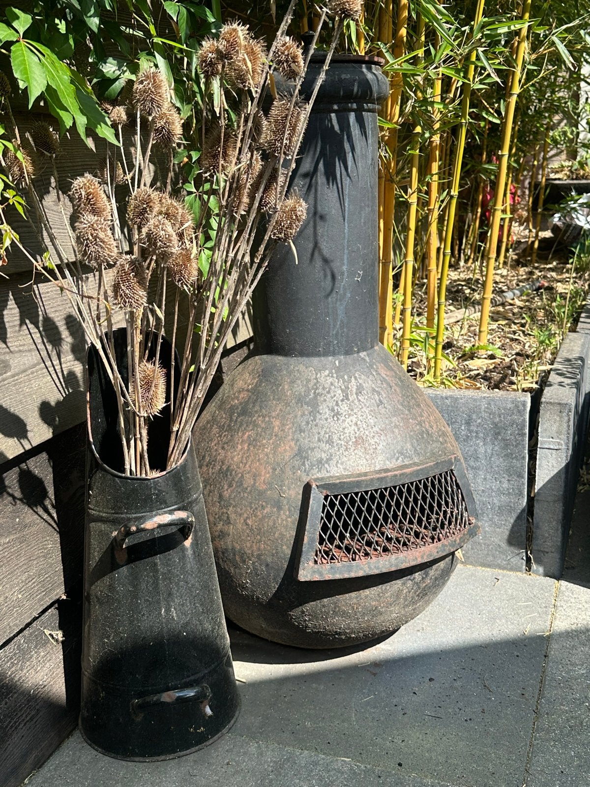 Gietijzeren Vuurkorf/Vuurton - 95 cm hoog, 50 cm diameter, Ophalen, Gebruikt, Vuurkorf
