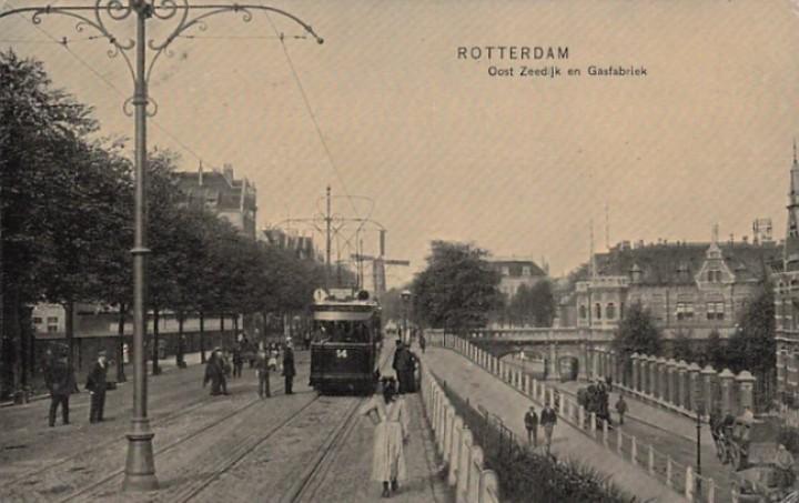 Rotterdam Oost Zeedijk en Gasfabriek Tram & Molen, Verzamelen, Verzenden, Voor 1920, Gelopen, Zuid-Holland