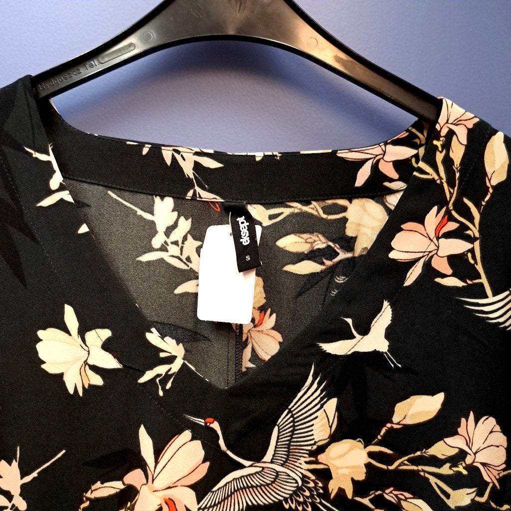 Eksept zwarte jurk + nude roze kraanvogel print mt S 37372, ., Ophalen of Verzenden, Zo goed als nieuw, Eksept