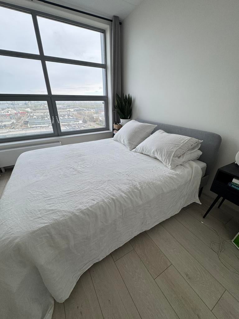 Mooi stoffen bedframe, Ophalen, Tweepersoons, Zo goed als nieuw, 200 cm