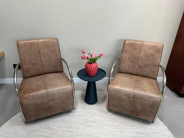 Leren fauteuils (2 stuks), Ophalen, Gebruikt, Minder dan 75 cm, Leer
