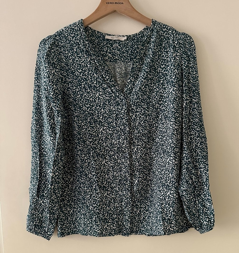 Sissy-Boy Blouse Groen met Witte Print Maat S, Ophalen of Verzenden, Nieuw, Maat 36 (S), Groen