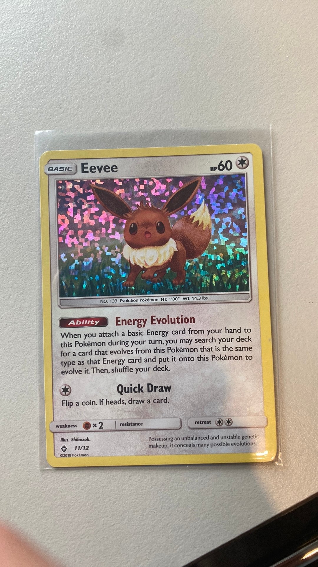 Een eevee pokemon kaart, Ophalen of Verzenden, Zo goed als nieuw