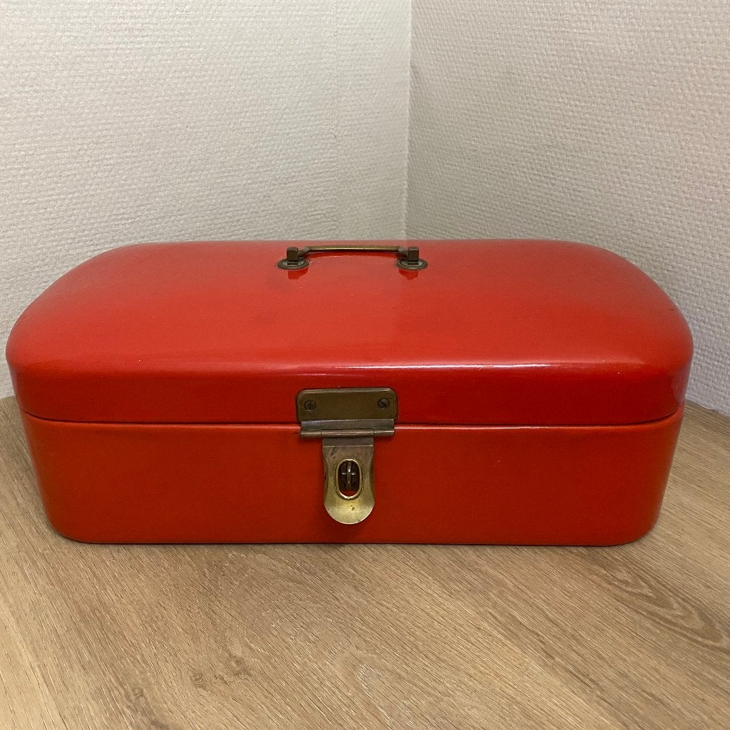 2 Rode Emaille vintage Broodtrommels uit grootmoeders tijd, Antiek en Kunst, Ophalen of Verzenden