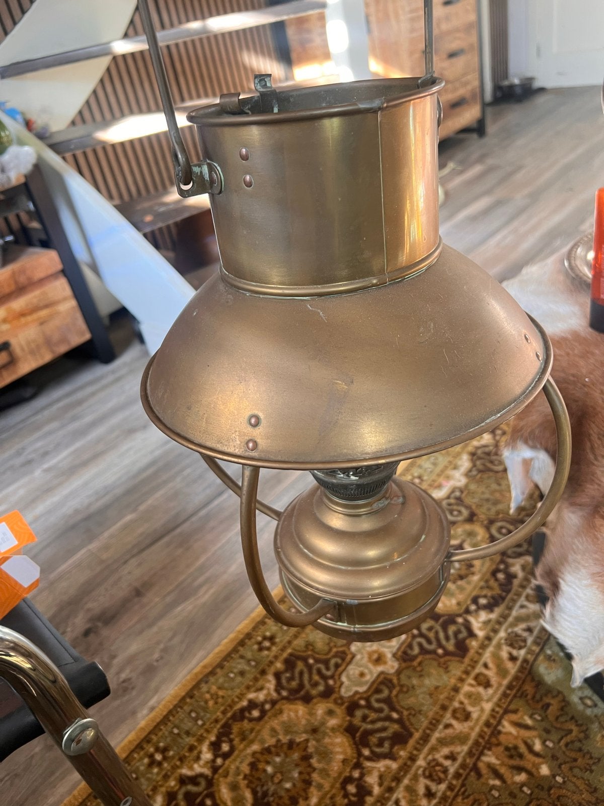 Antieke Messing Scheepslamp / Olielamp, Antiek en Kunst, Ophalen of Verzenden