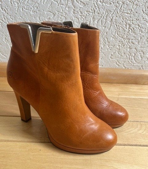 Bronx enkellaarzen maat 41 cognackleur echt leer hak 10,5 cm, Kleding | Dames, Bronx, Bruin, Verzenden, Lage of Enkellaarzen