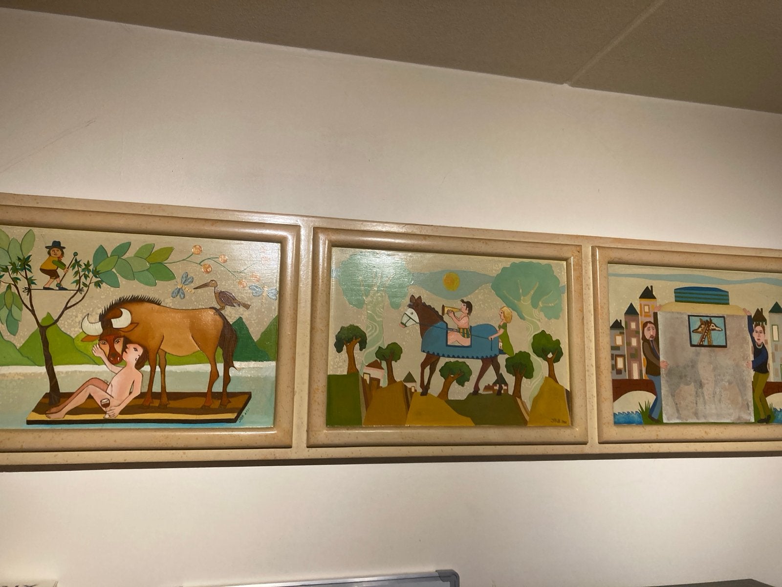 3 Luik Jan Sonnemans 40 bij 1.60, Ophalen, Figuren, Hout, Ingelijst