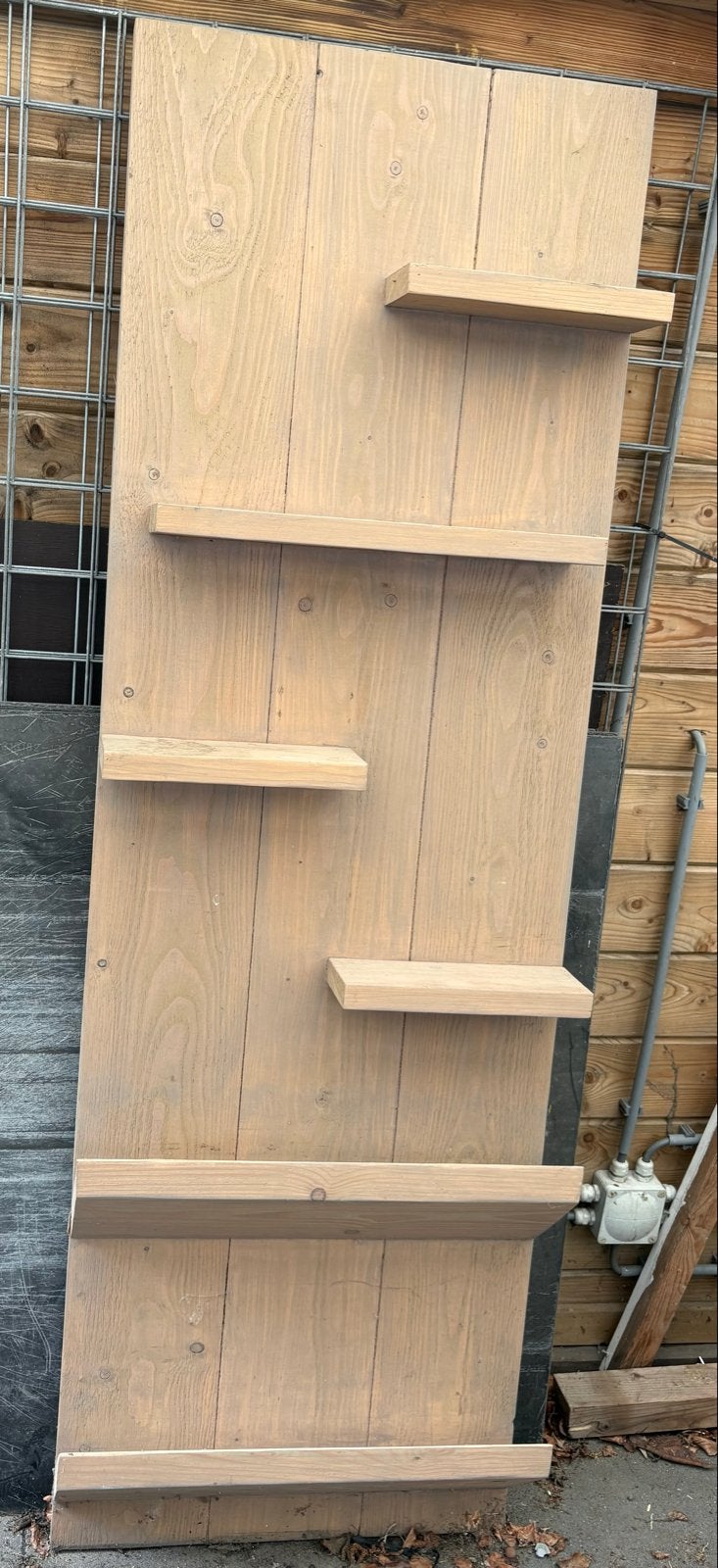 Houten wandplank 180 x 59 cm met 5 legplanken, Ophalen, Gebruikt