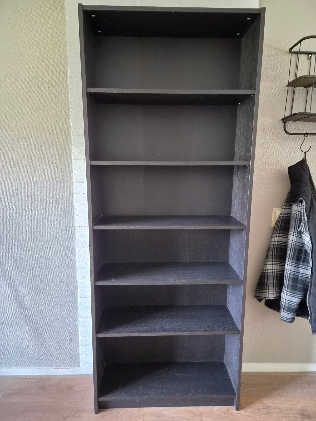 Zwartbruin houten BILLY boekenkast, Ophalen, Met plank(en), Gebruikt, 200 cm of meer