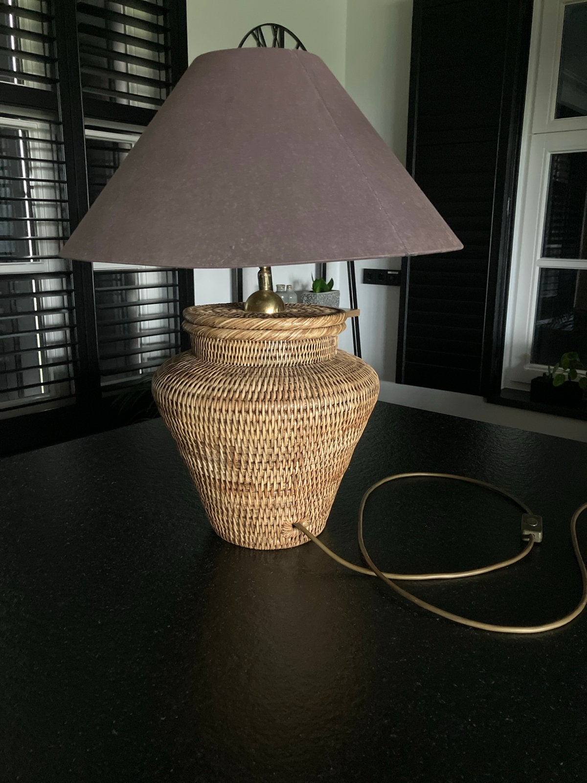Prachtige XL birma rieten tafellamp, Huis en Inrichting, Ophalen of Verzenden, Zo goed als nieuw, Overige materialen, 50 tot 75 cm