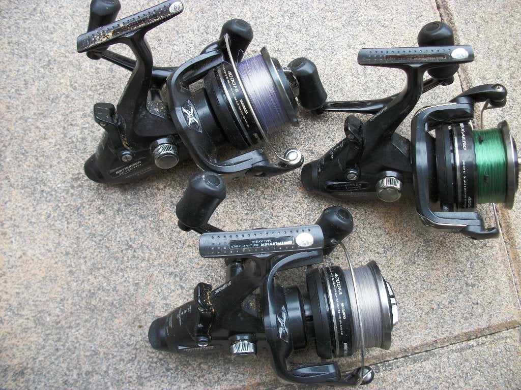 shimano baitrunners x-aero 3 stuks., Watersport en Boten, Hengelsport | Karpervissen, Ophalen, Zo goed als nieuw, Molen