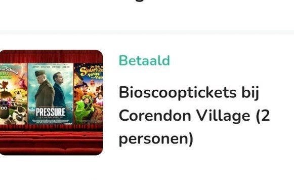 bioscoop kaarten, Twee personen, Vrijkaartje alle films