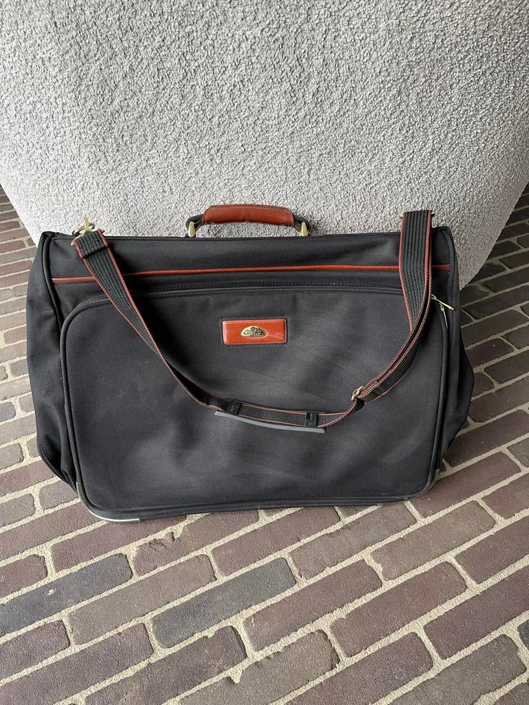 Samsonite Luxe Kledingtas - Zwart kunststof met bruin leder, Ophalen, Zo goed als nieuw, Zwart